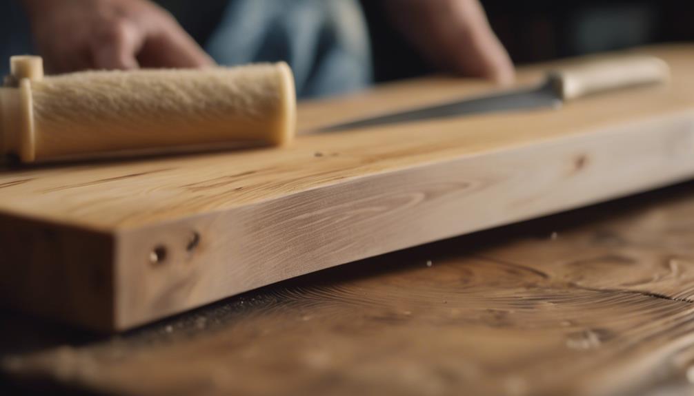 applying stain to pine