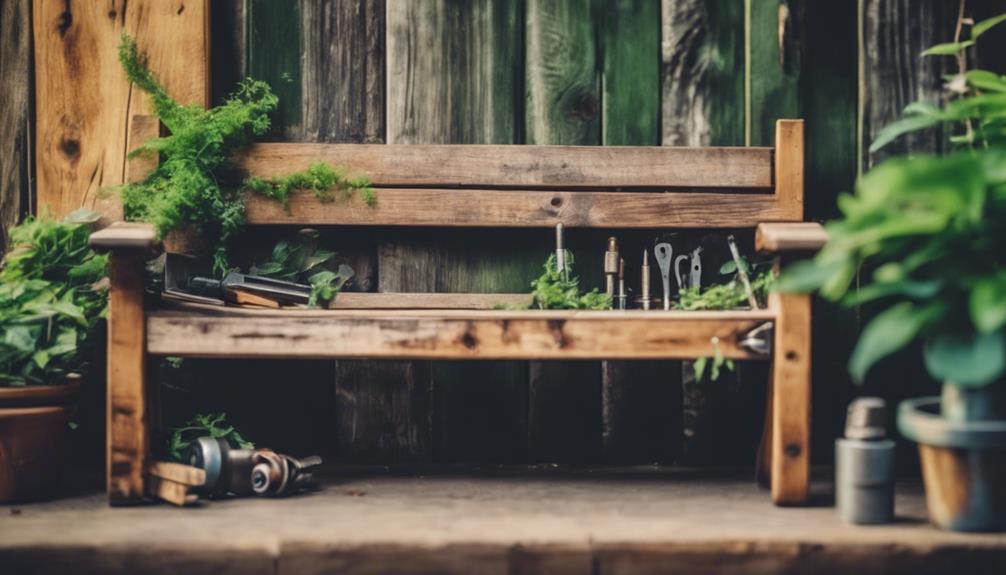 vintage style wooden bench